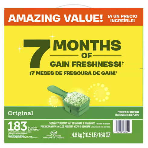 Gain + AromaBoost Powder Laundry Detergent - Original Scent, 183 loads/169 oz.